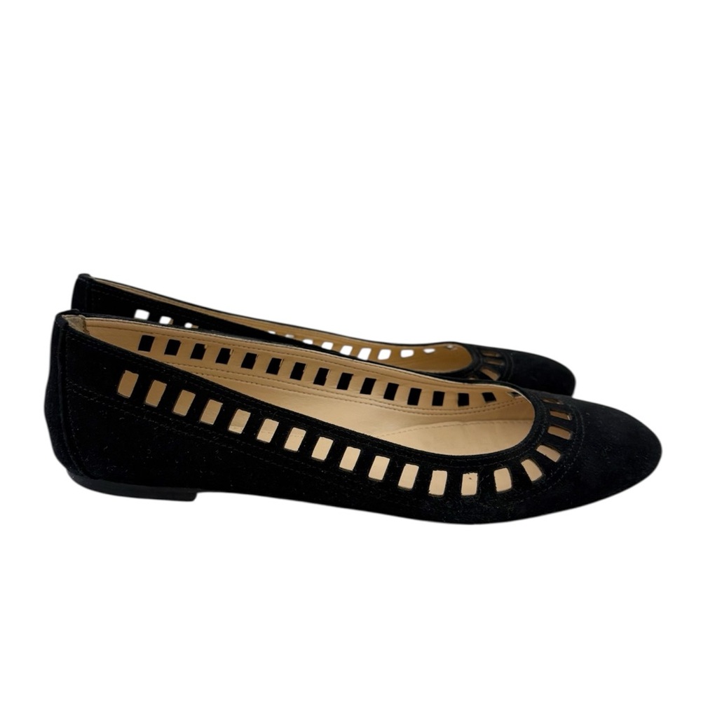 J. Crew Nora Black Suede Lattice Ballet Flats